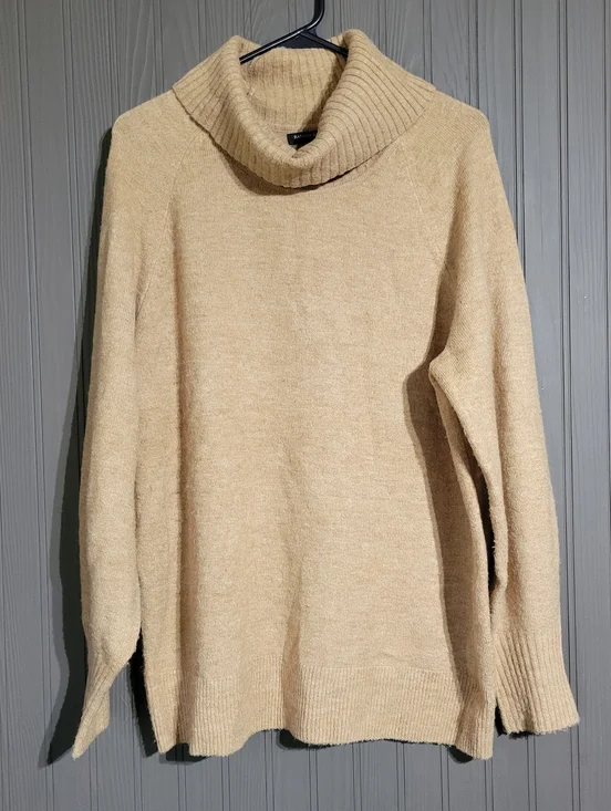 Banana Republic Turtleneck Knit Sweater Pullover Tan Brown Women's Large - Picture 1 of 7